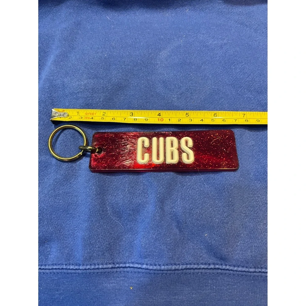 Vintage Chicago Cubs Keychain Red Glitter Acrylic MLB Baseball Souvenir Fob